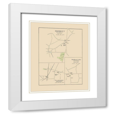Brooklyn Connecticut - Hurd 1893 White Modern Wood Framed Art Print with Double Matting by Hurd