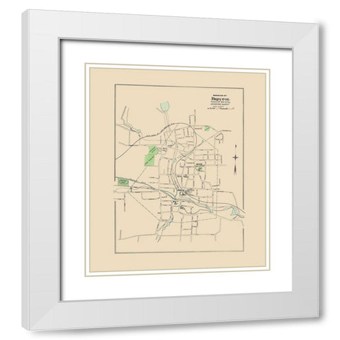 Bristol Connecticut - Hurd 1893 White Modern Wood Framed Art Print with Double Matting by Hurd