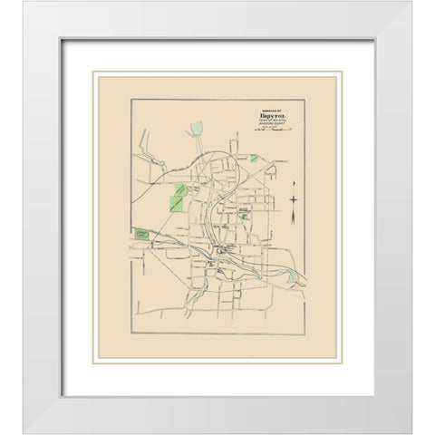 Bristol Connecticut - Hurd 1893 White Modern Wood Framed Art Print with Double Matting by Hurd