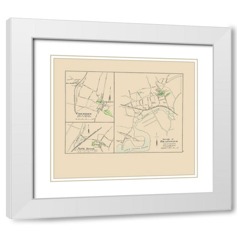 Branford Connecticut - Hurd 1893 White Modern Wood Framed Art Print with Double Matting by Hurd