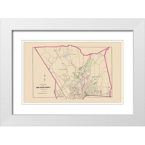 Bridgeport Connecticut North Part - Hurd 1893 White Modern Wood Framed Art Print with Double Matting by Hurd