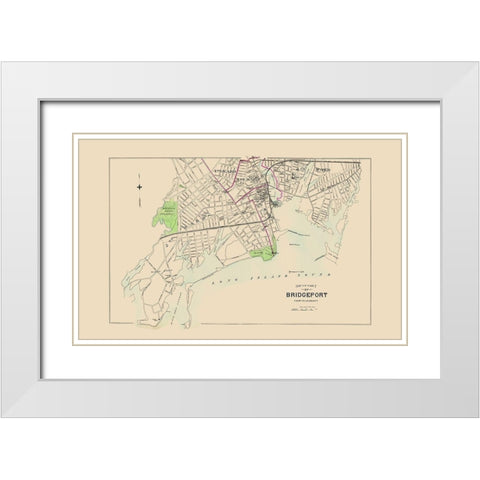 Bridgeport Connecticut Sothth Part - Hurd 1893 White Modern Wood Framed Art Print with Double Matting by Hurd