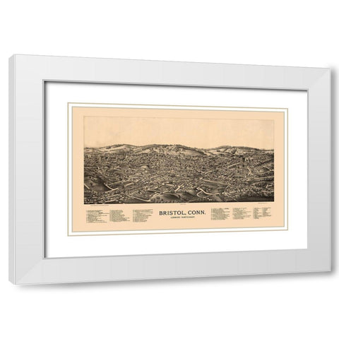 Bristol Connecticut - Norris 1889  White Modern Wood Framed Art Print with Double Matting by Norris