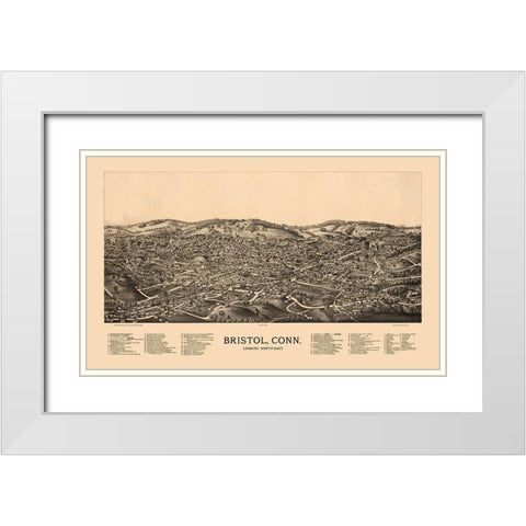 Bristol Connecticut - Norris 1889  White Modern Wood Framed Art Print with Double Matting by Norris