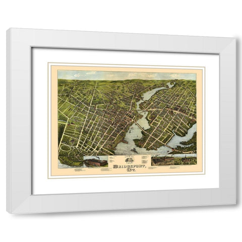 Bridgeport Connecticut - Bailey 1875  White Modern Wood Framed Art Print with Double Matting by Bailey