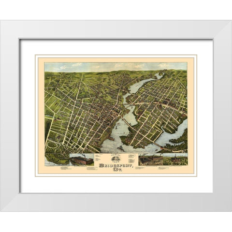 Bridgeport Connecticut - Bailey 1875  White Modern Wood Framed Art Print with Double Matting by Bailey