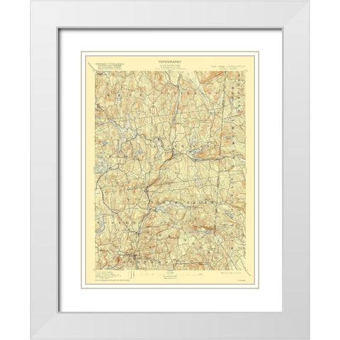 Carmel Connecticut Quad - USGS 1894 White Modern Wood Framed Art Print with Double Matting by USGS