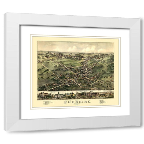 Cheshire Connecticut - Bailey 1882  White Modern Wood Framed Art Print with Double Matting by Bailey