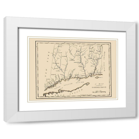 Connecticut - 1794 White Modern Wood Framed Art Print with Double Matting by Unknown