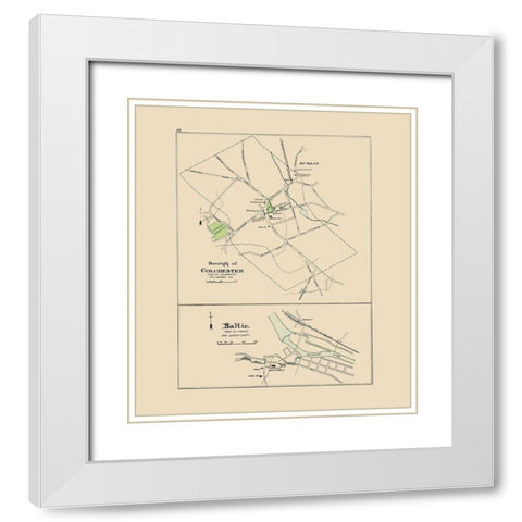 Colchester, Baltic Connecticut - Hurd 1893 White Modern Wood Framed Art Print with Double Matting by Hurd