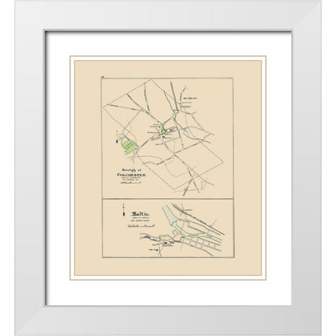 Colchester, Baltic Connecticut - Hurd 1893 White Modern Wood Framed Art Print with Double Matting by Hurd