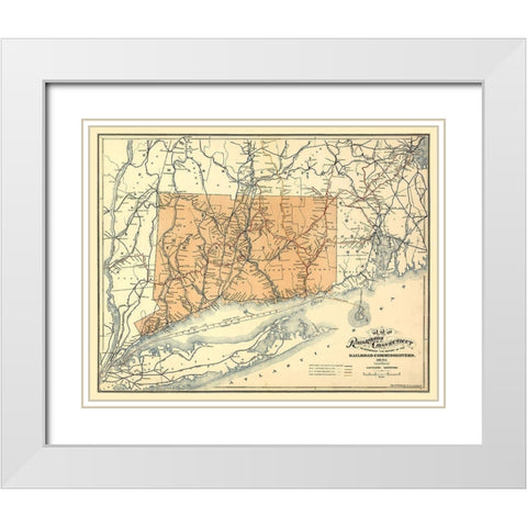 Connecticut - Tilden 1893  White Modern Wood Framed Art Print with Double Matting by Tilden