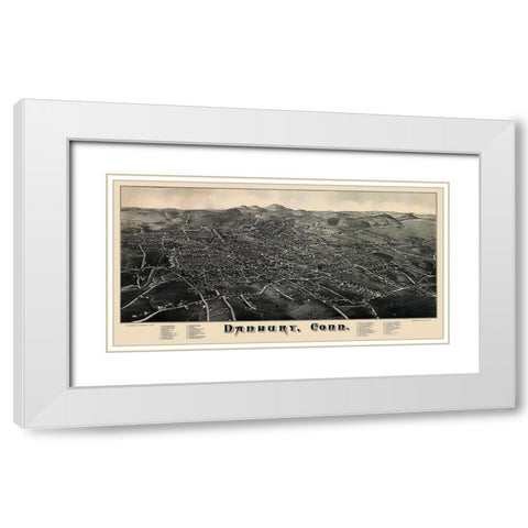 Danbury Connecticut - Burleigh 1884 White Modern Wood Framed Art Print with Double Matting by Burleigh
