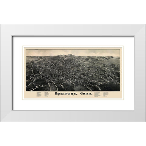 Danbury Connecticut - Burleigh 1884 White Modern Wood Framed Art Print with Double Matting by Burleigh