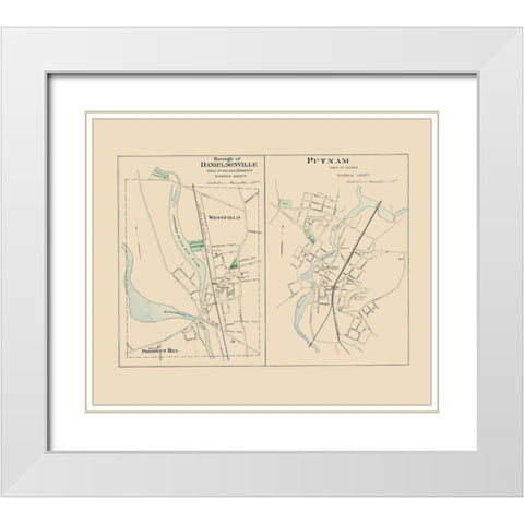 Danielsonville Connecticut - Hurd 1893 White Modern Wood Framed Art Print with Double Matting by Hurd