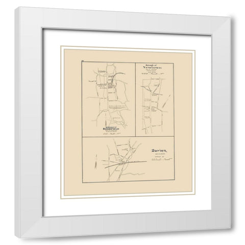 Darien, Newtown, Ridgefield Connecticut - Hurd White Modern Wood Framed Art Print with Double Matting by Hurd