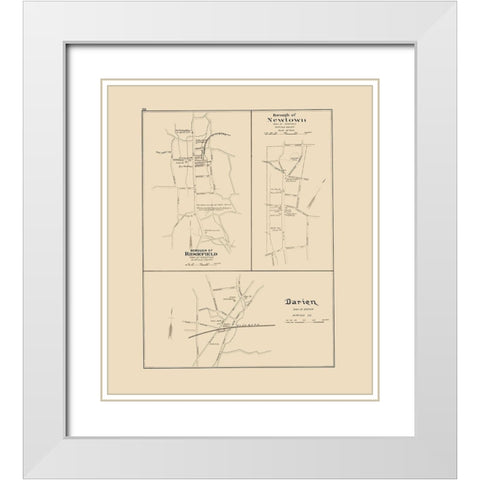 Darien, Newtown, Ridgefield Connecticut - Hurd White Modern Wood Framed Art Print with Double Matting by Hurd