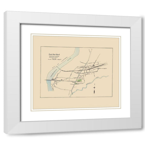 East Hartford  Connecticut - Hurd 1893 White Modern Wood Framed Art Print with Double Matting by Hurd