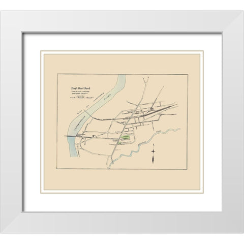 East Hartford  Connecticut - Hurd 1893 White Modern Wood Framed Art Print with Double Matting by Hurd