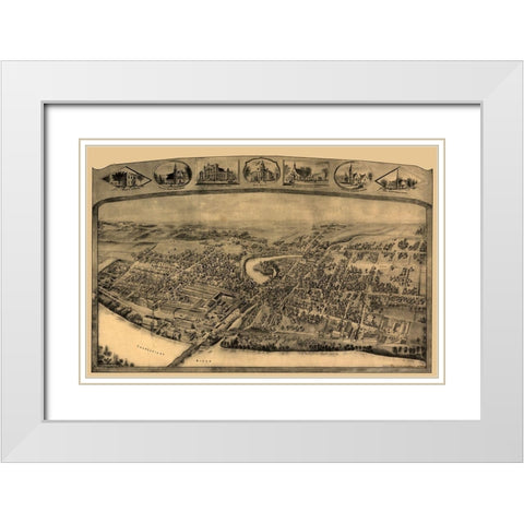 Enfield Connecticut - Bailey 1908  White Modern Wood Framed Art Print with Double Matting by Bailey