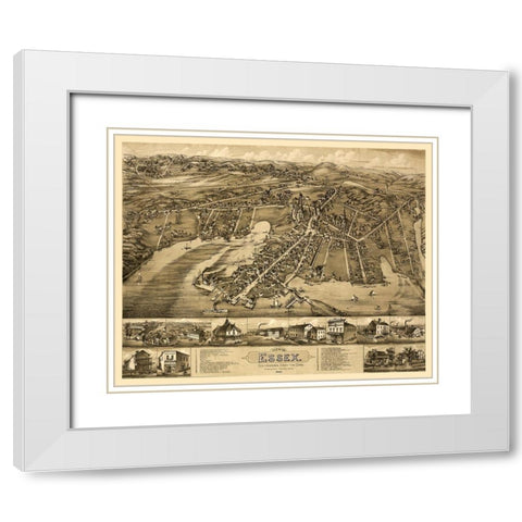 Essex Connecticut - Bailey 1881  White Modern Wood Framed Art Print with Double Matting by Bailey