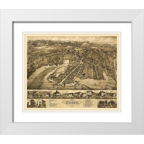 Essex Connecticut - Bailey 1881  White Modern Wood Framed Art Print with Double Matting by Bailey