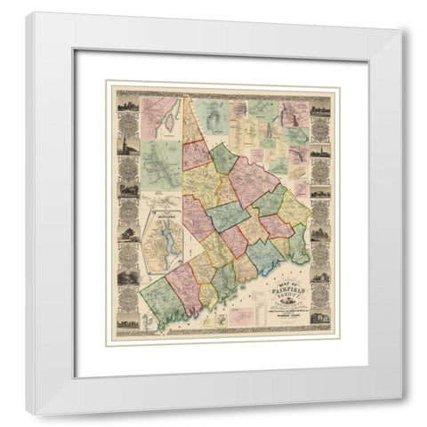Fairfield Connecticut Landowner - Clark 1856 White Modern Wood Framed Art Print with Double Matting by Clark