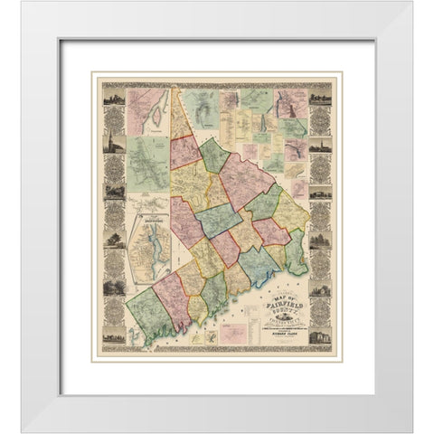 Fairfield Connecticut Landowner - Clark 1856 White Modern Wood Framed Art Print with Double Matting by Clark