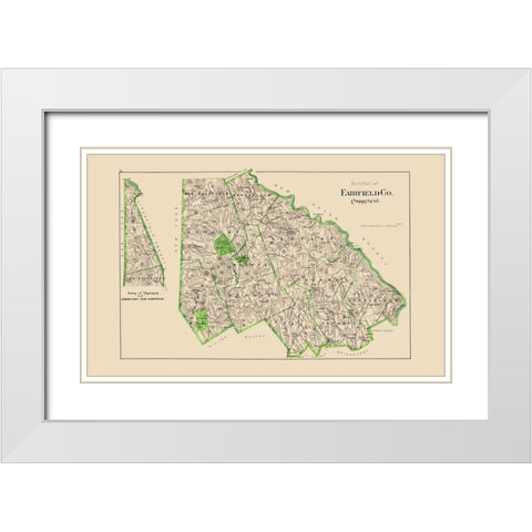 Fairfield  North Connecticut - Hurd 1893 White Modern Wood Framed Art Print with Double Matting by Hurd