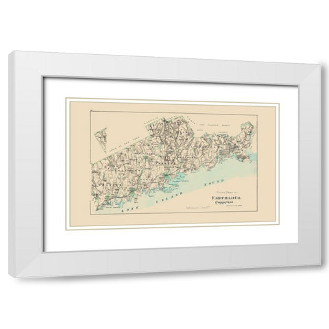 Fairfield  South Connecticut - Hurd 1893 White Modern Wood Framed Art Print with Double Matting by Hurd