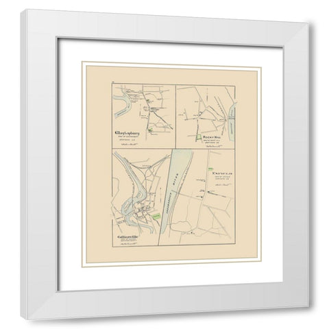 Glastonbury Connecticut - Hurd 1893 White Modern Wood Framed Art Print with Double Matting by Hurd