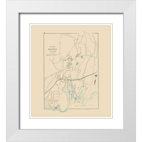 Greenwich Connecticut - Hurd 1893 White Modern Wood Framed Art Print with Double Matting by Hurd