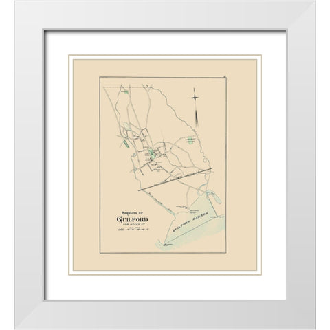 Guilford Connecticut - Hurd 1893 White Modern Wood Framed Art Print with Double Matting by Hurd