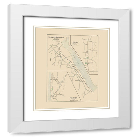 Haddam, Shailorville Connecticut - Hurd 1893 White Modern Wood Framed Art Print with Double Matting by Hurd
