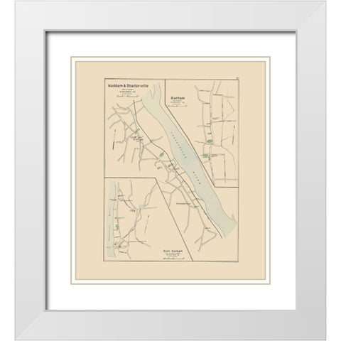 Haddam, Shailorville Connecticut - Hurd 1893 White Modern Wood Framed Art Print with Double Matting by Hurd