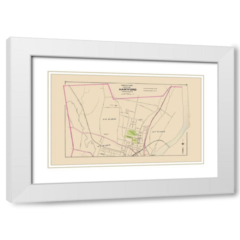 Hartford Connecticut North Part - Hurd 1893 White Modern Wood Framed Art Print with Double Matting by Hurd