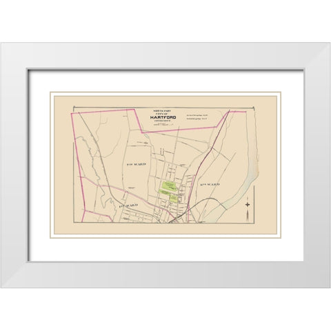 Hartford Connecticut North Part - Hurd 1893 White Modern Wood Framed Art Print with Double Matting by Hurd