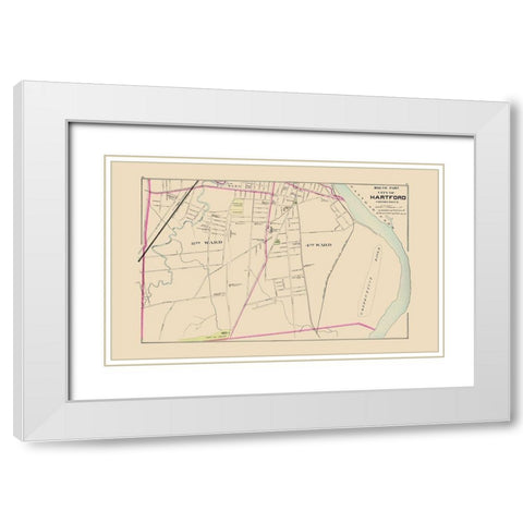 Hartford Connecticut South Part - Hurd 1893 White Modern Wood Framed Art Print with Double Matting by Hurd
