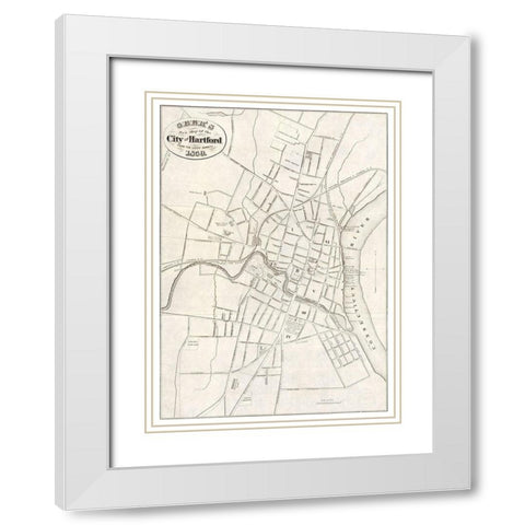 Hartford Connecticut - Geer 1859  White Modern Wood Framed Art Print with Double Matting by Geer