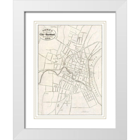 Hartford Connecticut - Geer 1859  White Modern Wood Framed Art Print with Double Matting by Geer