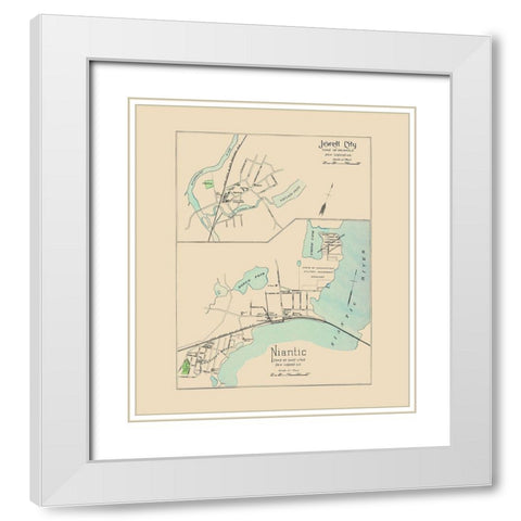 Jewett City, Niantic Connecticut - Hurd 1893 White Modern Wood Framed Art Print with Double Matting by Hurd