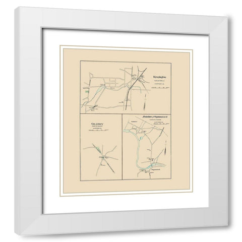 Kensington Connecticut - Hurd 1893 White Modern Wood Framed Art Print with Double Matting by Hurd