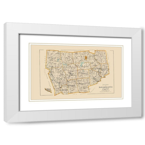 Litchfield Connecticut - Hurd 1893 White Modern Wood Framed Art Print with Double Matting by Hurd
