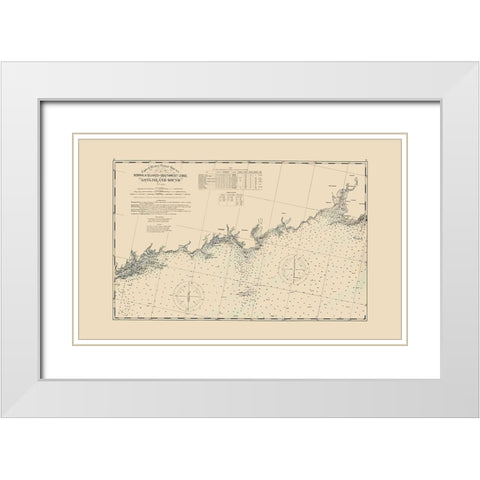 Long Island Sound, Norwalk to SW Ledge - Hurd 1893 White Modern Wood Framed Art Print with Double Matting by Hurd
