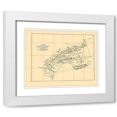 Long Island Sound Triangulation - USCS 1834 White Modern Wood Framed Art Print with Double Matting by USCS