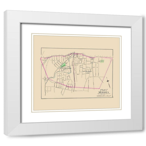 Meriden Connecticut South Part - Hurd 1893 White Modern Wood Framed Art Print with Double Matting by Hurd