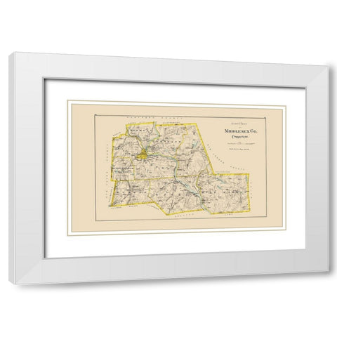 Middlesex  North Connecticut - Hurd 1893 White Modern Wood Framed Art Print with Double Matting by Hurd