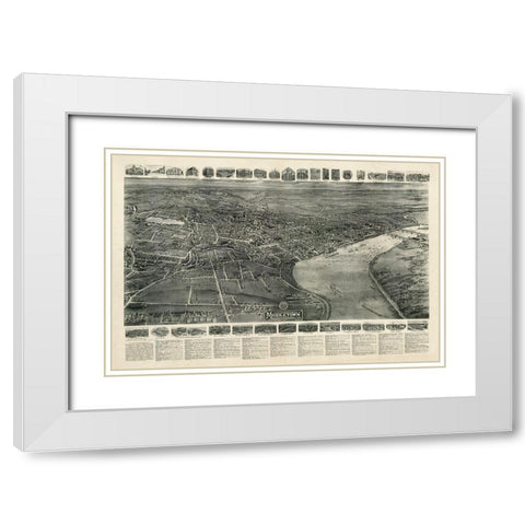 Middletown Connecticut - Bailey 1915  White Modern Wood Framed Art Print with Double Matting by Bailey