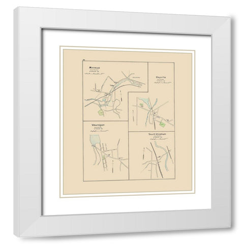 Moosup, Dayville, Wauregan, Windham Connecticut White Modern Wood Framed Art Print with Double Matting by Hurd