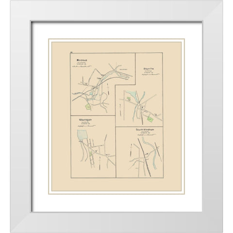 Moosup, Dayville, Wauregan, Windham Connecticut White Modern Wood Framed Art Print with Double Matting by Hurd